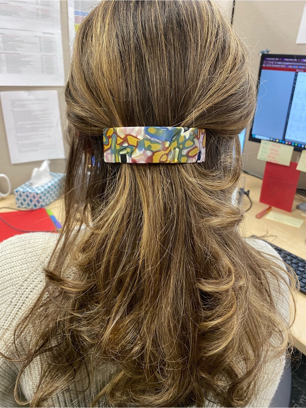 Chunks Multicolor Resin Hair Barrette in Blue, Yellow, Pink & Green